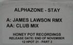 Alphazone - Stay - Honey Pot Recordings - Hard House