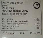 Willy Washington - Ain't No Running Away (Frankie Feliciano Mixes) - Estereo - Deep House